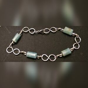 Sterling Silver Infinity & Jade Bracelet